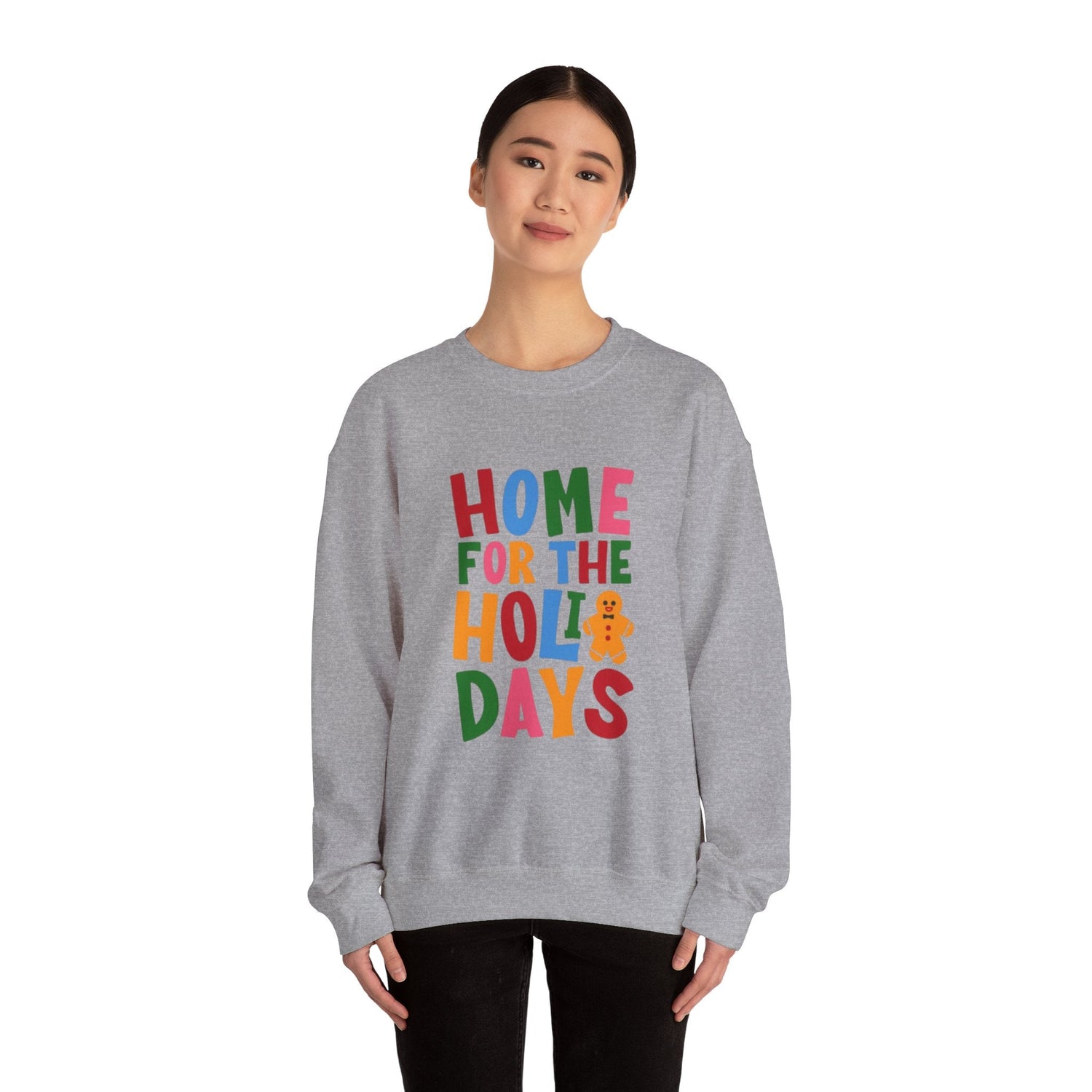 Home for the Holidays Crewneck Sweatshirt, Festive Sweater, Winter Apparel, Christmas Gift, Cozy Holiday Wear Printify