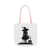 Halloween Witch Canvas Tote Bag, Spooky Treat Bag, Autumn Market Tote, Trick-or-Treat Bag, Gift for Witches, Seasonal Accessories Printify