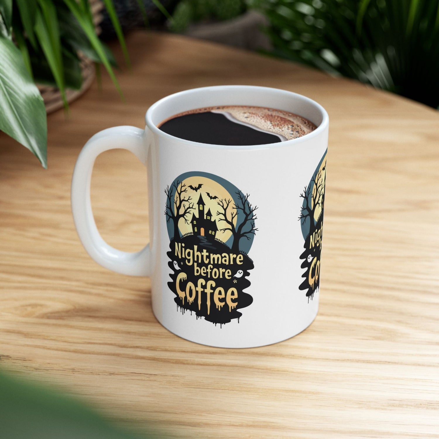 Nightmare Before Coffee Ceramic Mug - Halloween Coffee Cup, Spooky Mug, Gift for Coffee Lovers, Haunted House Decor, 11oz and 15oz Sizes Printify