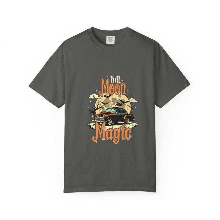 Moon Magic Unisex Garment-Dyed T-shirt, Vintage Car Tee, Astrology Gift, Casual Wear, Moon Lover Apparel, Unisex Soft T-shirt Printify