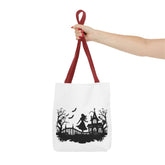 Spooky Silhouette Tote Bag - Halloween Gift, Witchy Style, Eco-Friendly Shopping, Causal Carryall, Gothic Art Design Printify