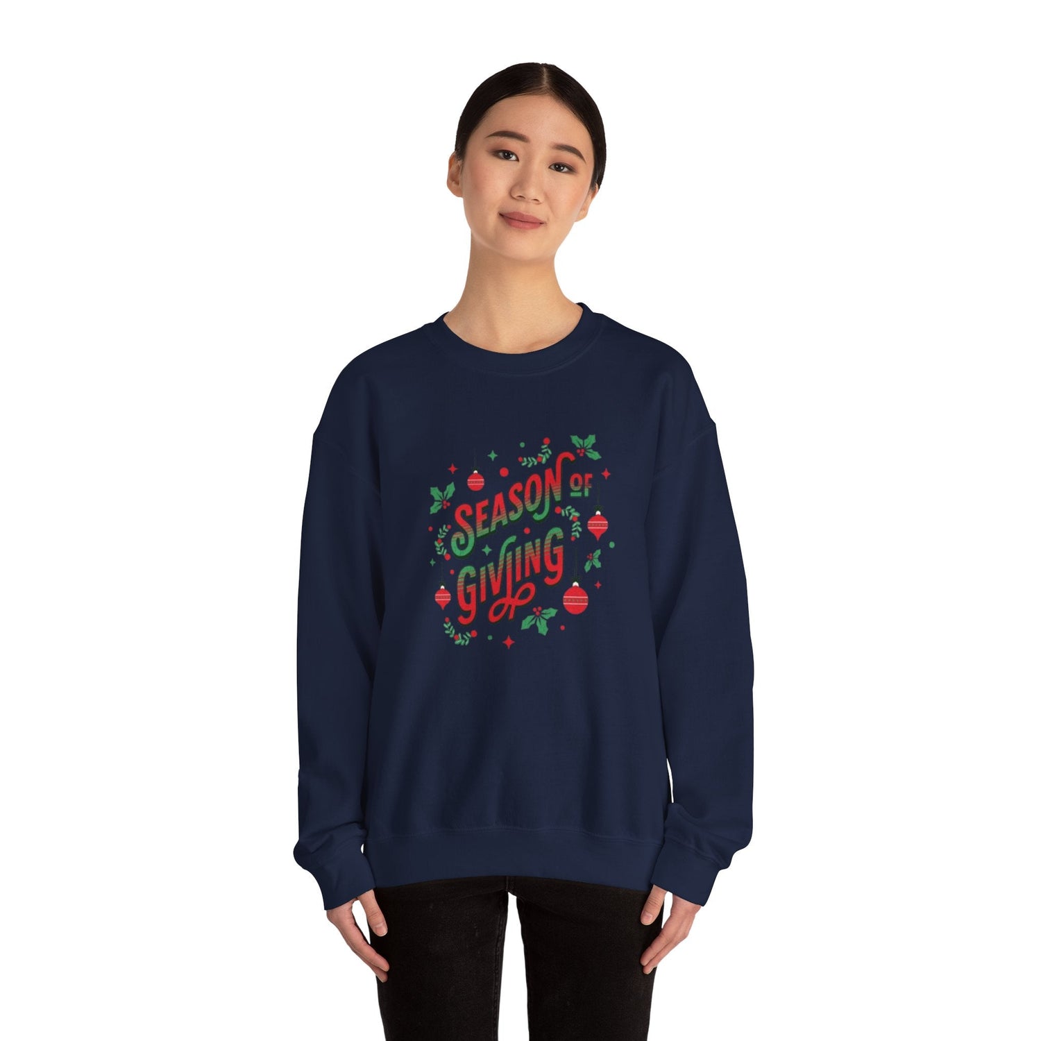 Cozy Holiday Sweatshirt Season of Giving Unisex Crewneck Perfect Gift Christmas Winter Wear Comfortable Stylish Heavy Blend Festive Sweatshirt Printify
