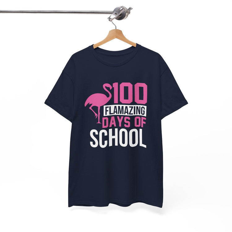 100 Flamingo Days of School Unisex Tee, Fun Classroom Shirt, Back to School Gift, Children&