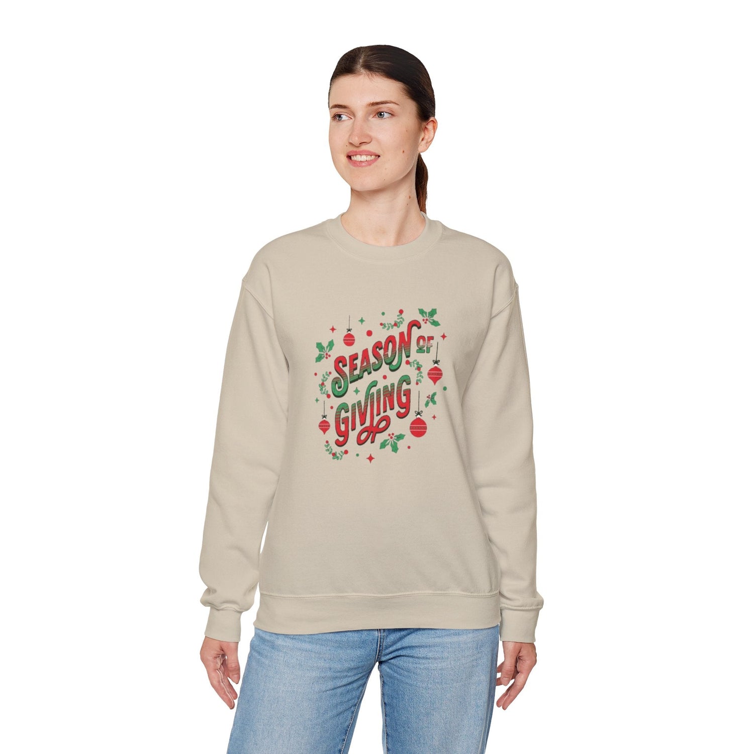 Cozy Holiday Sweatshirt Season of Giving Unisex Crewneck Perfect Gift Christmas Winter Wear Comfortable Stylish Heavy Blend Festive Sweatshirt Printify