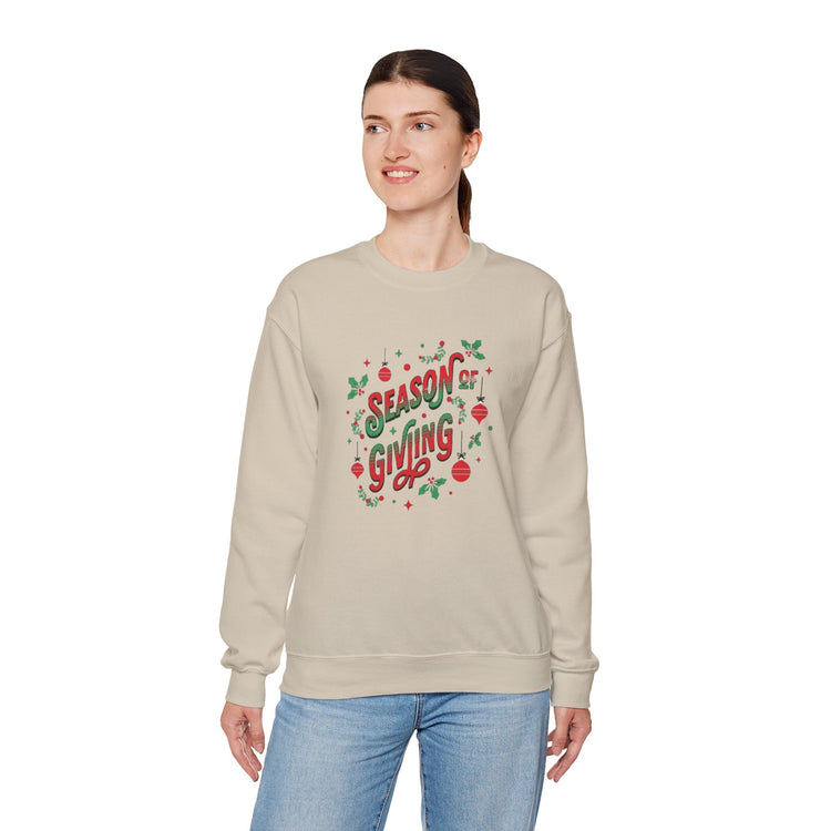 Cozy Holiday Sweatshirt Season of Giving Unisex Crewneck Perfect Gift Christmas Winter Wear Comfortable Stylish Heavy Blend Festive Sweatshirt Printify