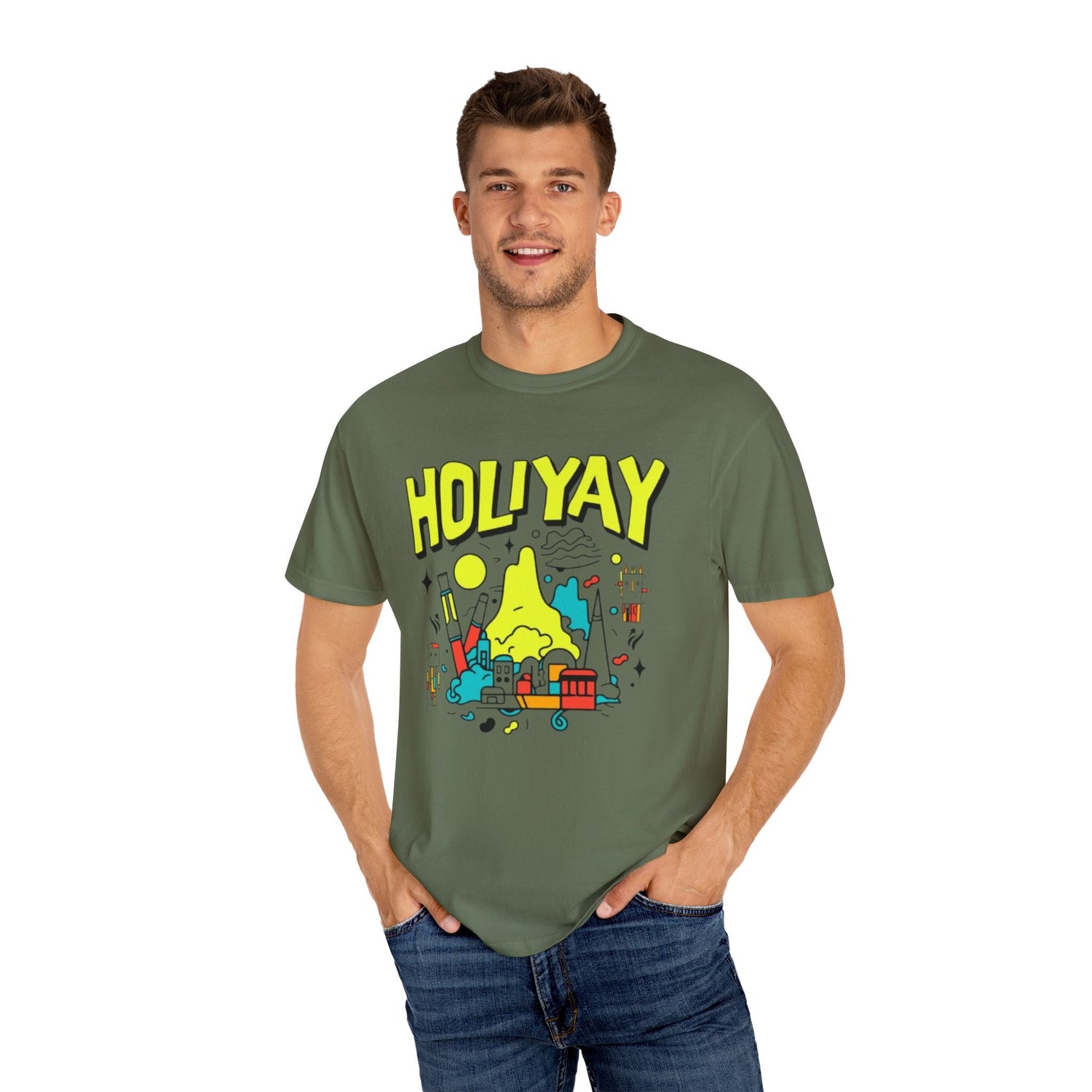 Holi-Yay Graphic T-Shirt, Fun Summer Tee, Unique Gift, Casual Wear, Birthday, Holiday Celebration, Unisex Apparel Printify