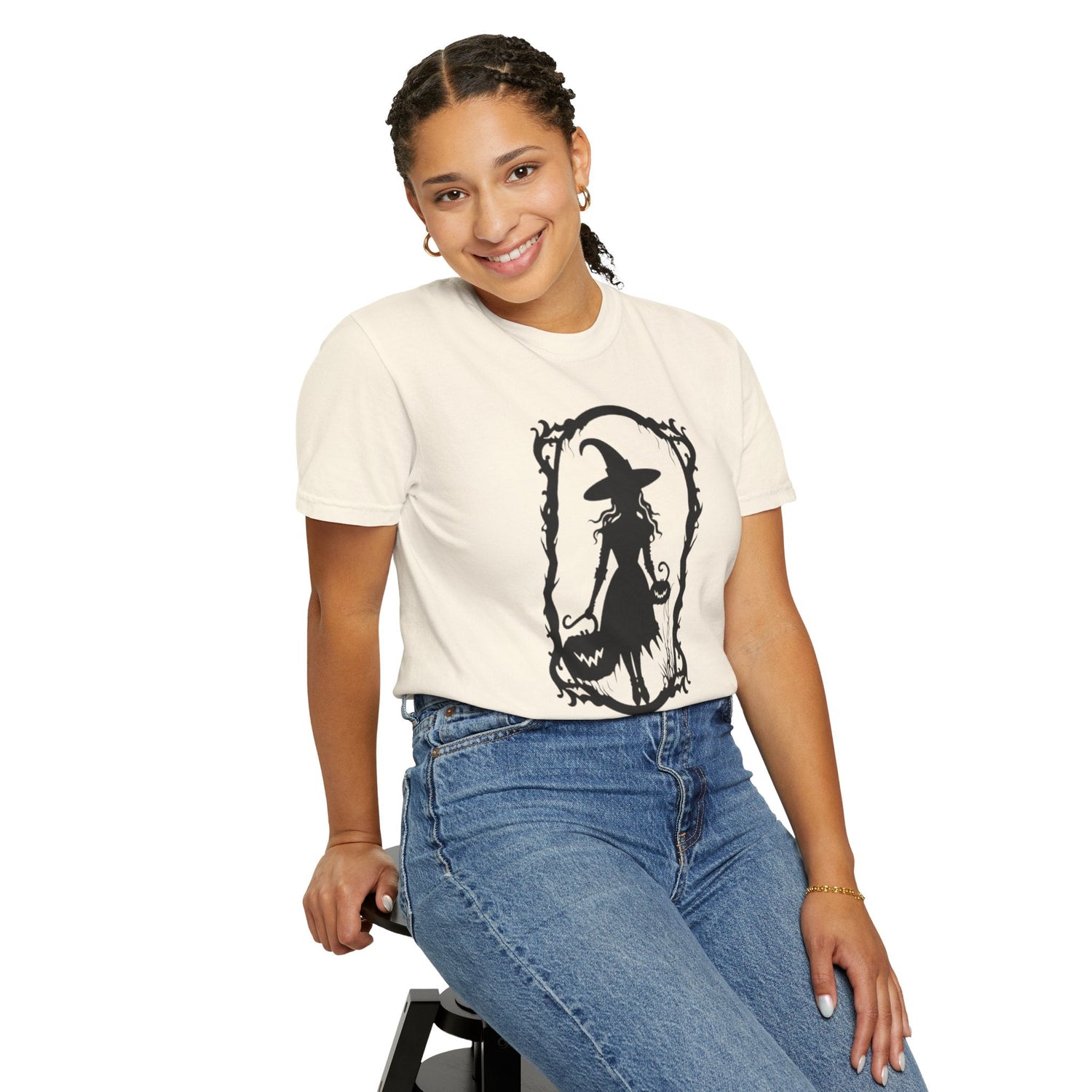 Witchy Garment-Dyed T-Shirt | Halloween Fashion Unisex Tee | Spooky Fall Apparel | Witch Costume Essential Printify