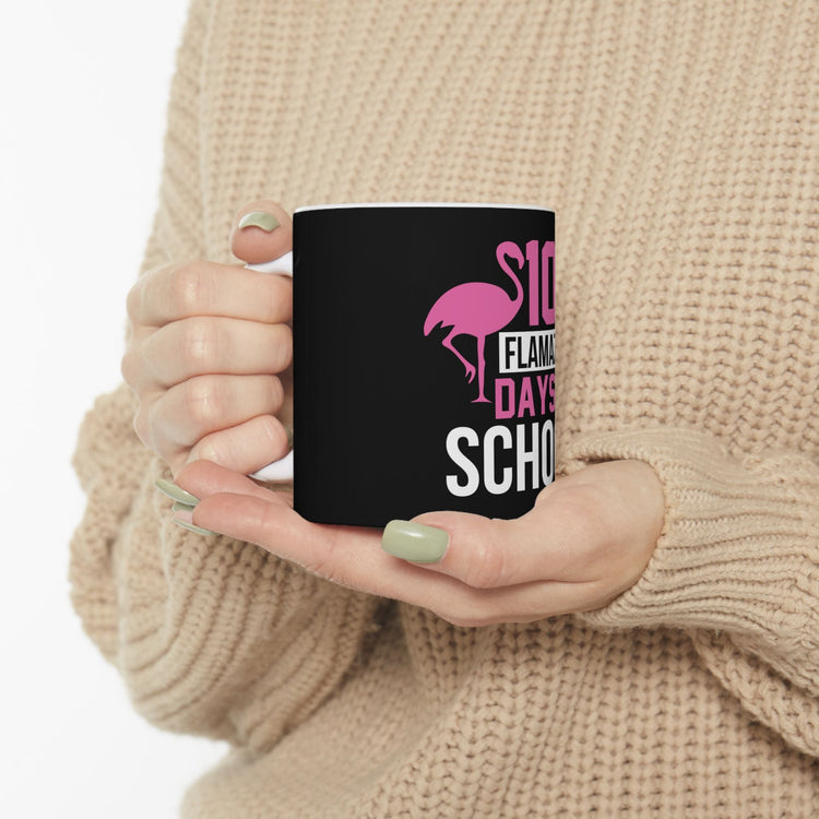 Flamingo School Celebration Mug | 100 Days of School Gift | Fun Teacher Appreciation | Cute Student Keepsake | Drinkware Printify