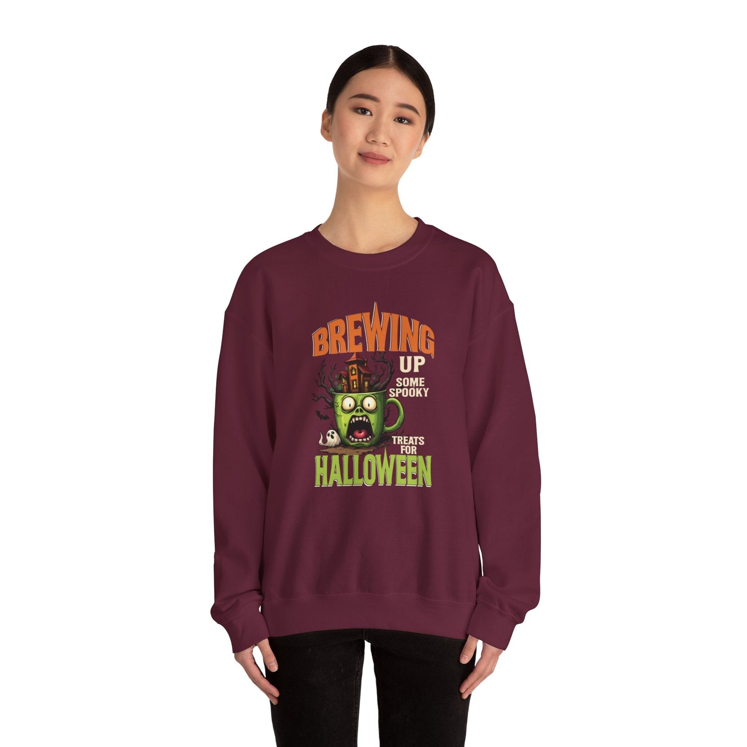 Skull Floral Crewneck Sweatshirt, Unisex Pullover Sweater, Halloween Apparel, Cozy Gift, Trendy Streetwear Printify