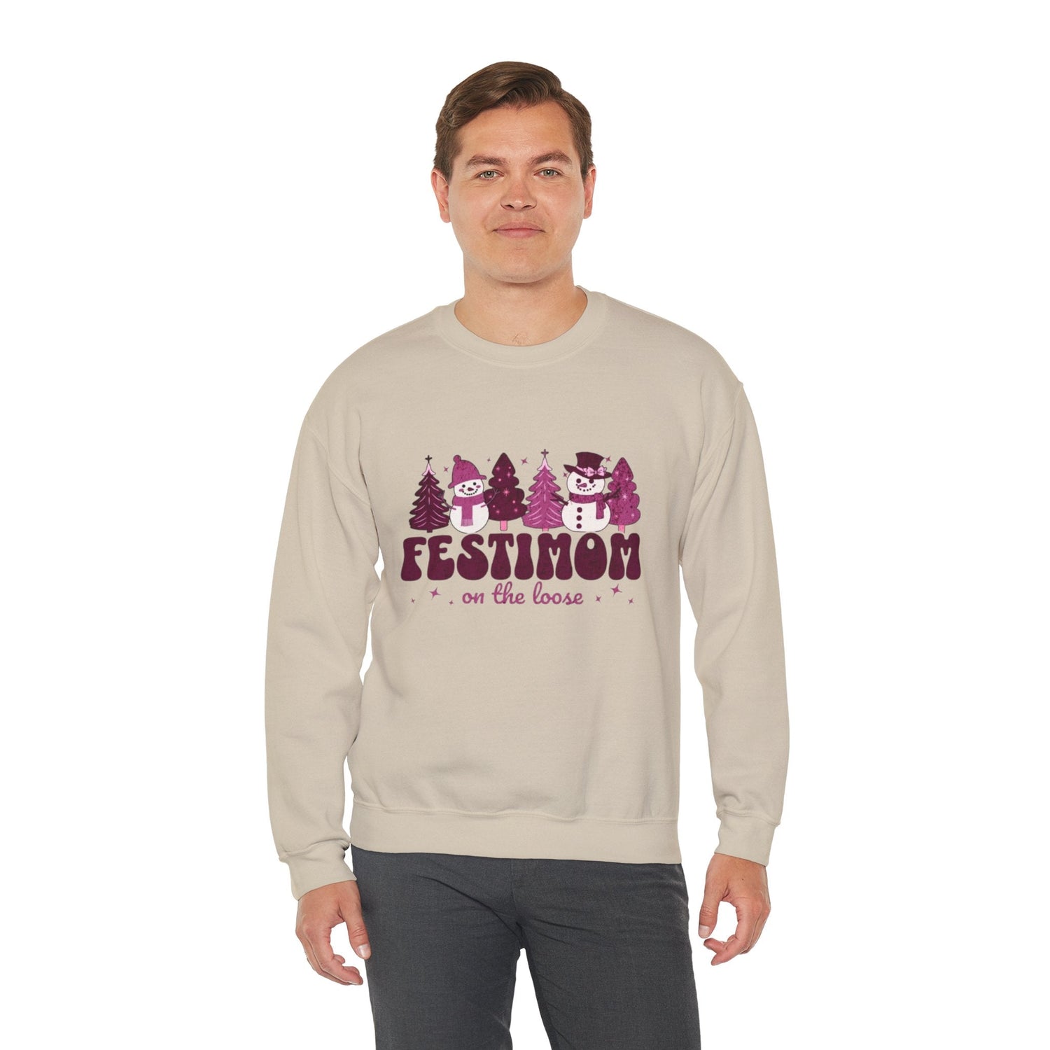 Festive Crewneck Sweatshirt with Fun Holiday Design, Cozy Winter Wear, Christmas Gift, Comfy Sweater, Unisex Holiday Apparel Printify