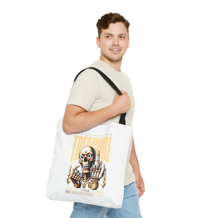 Treasure Hunting Tote Bag, Skull Design, Fun Beach Bag, Unique Gift for Adventurers, Perfect for Everyday Use Printify