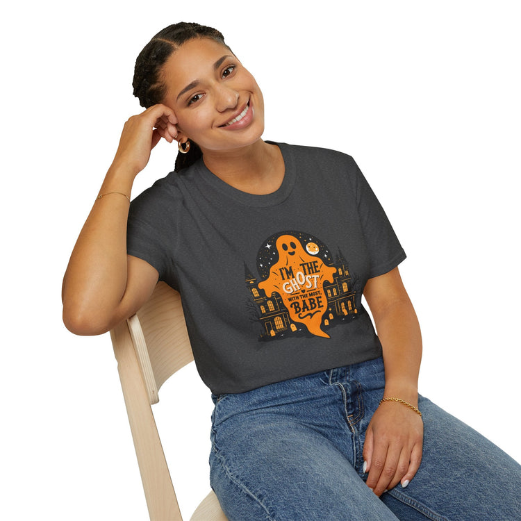 Halloween Ghost T-Shirt, Unisex Softstyle Tee for Halloween, Cute Halloween Shirt, Fall Festive Wear, Funny Ghost Design Printify