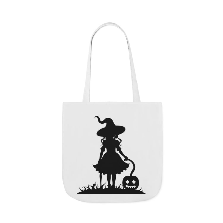 Halloween Witch Canvas Tote Bag, Spooky Treat Bag, Autumn Market Tote, Trick-or-Treat Bag, Gift for Witches, Seasonal Accessories Printify