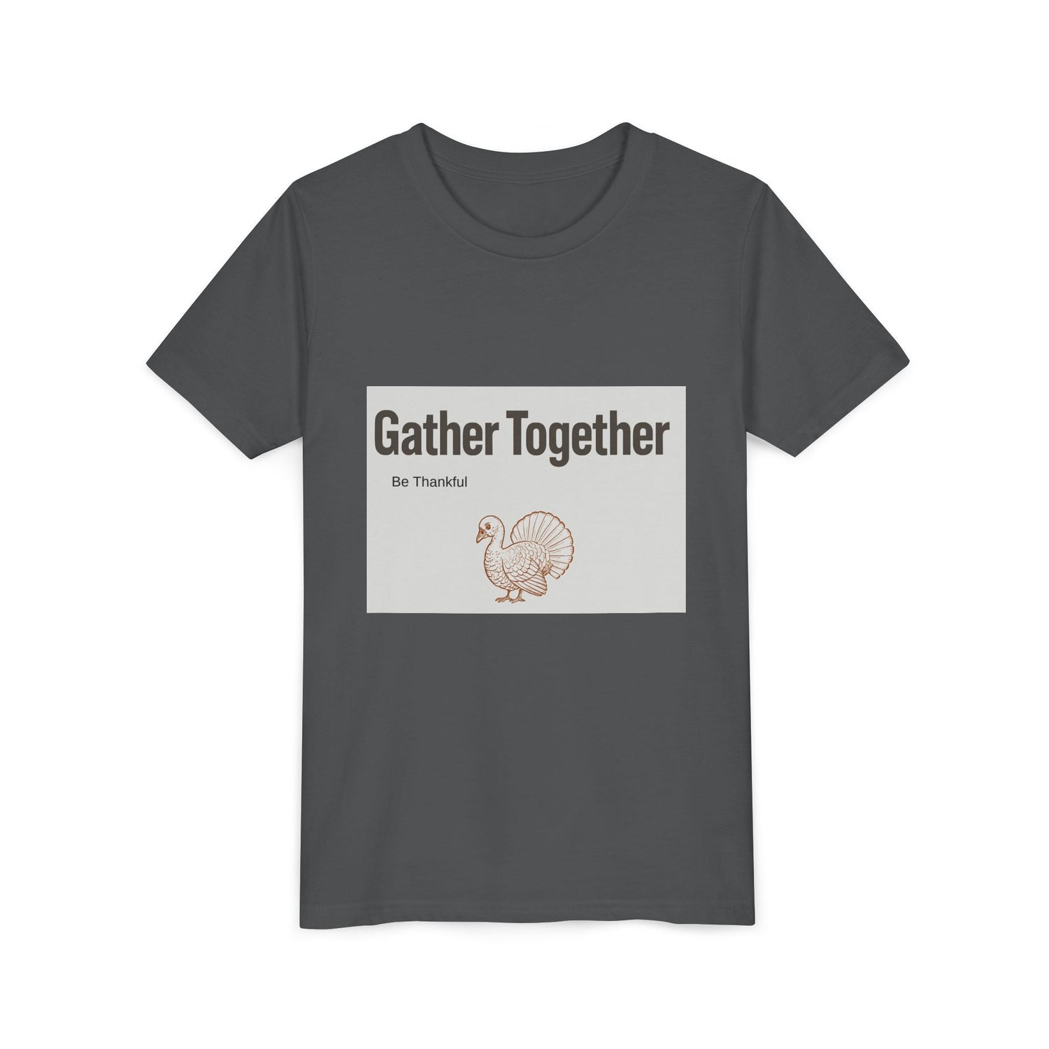 Gather Together Youth Tee - Thankful Thanksgiving Shirt, Kids Holiday T-Shirt, Family Gathering Outfit, Cute Fall Apparel, Youth [...] Printify