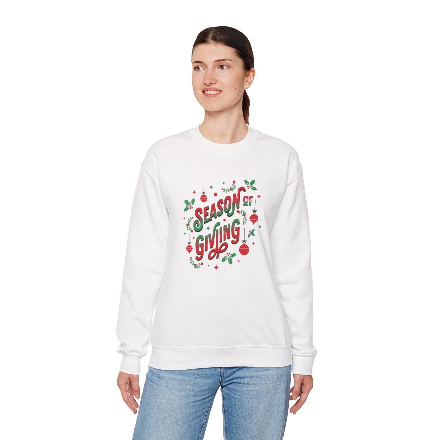 Cozy Holiday Sweatshirt Season of Giving Unisex Crewneck Perfect Gift Christmas Winter Wear Comfortable Stylish Heavy Blend Festive Sweatshirt Printify