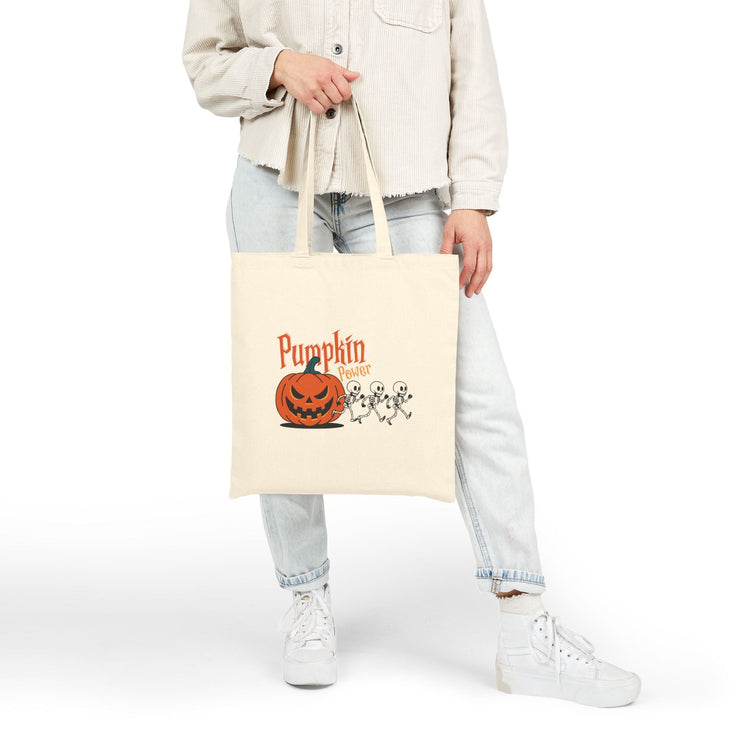 Halloween Pumpkin Canvas Tote Bag – Reusable Eco-Friendly Cotton Shopping Bag – Fall Gift, Trick or Treat Tote for Spooky Season Printify