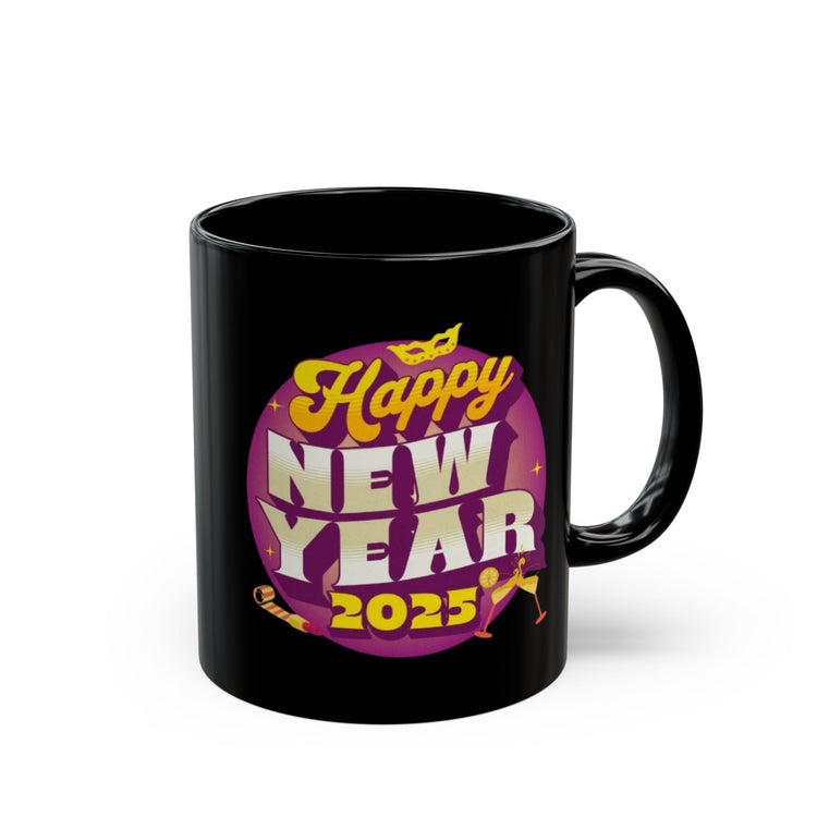 New Year Celebration Black Mug, Holiday Gift Mug, Funny Coffee Mug, 2025 New Year Mug, Birthday, Party Favor, Personalized Drinkware Printify