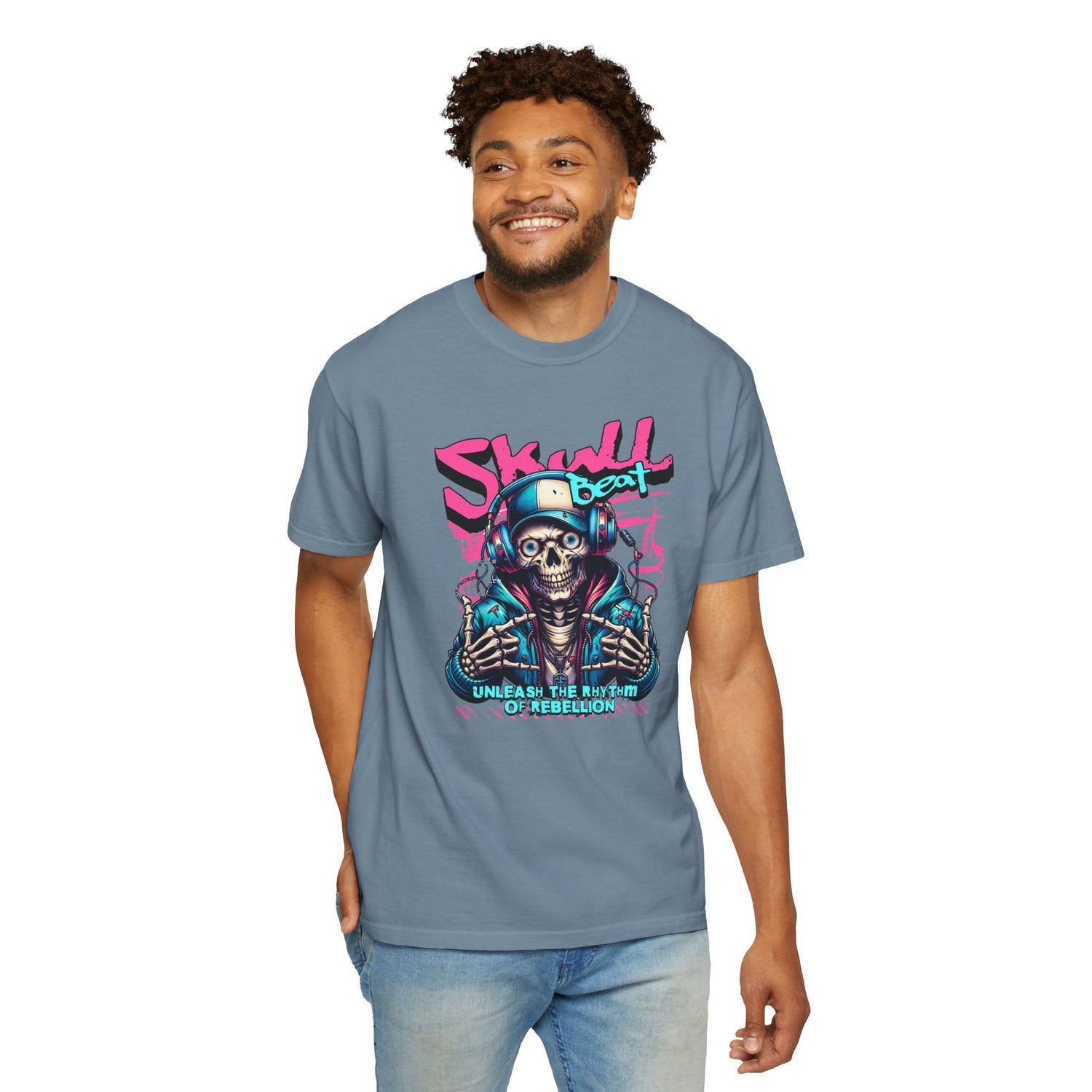 Skull Beat Unisex T-Shirt - Music Lover Graphic Tee, Halloween Costume, Premium Cotton Streetwear Gift for Men & Women, Alternative Fashion Printify