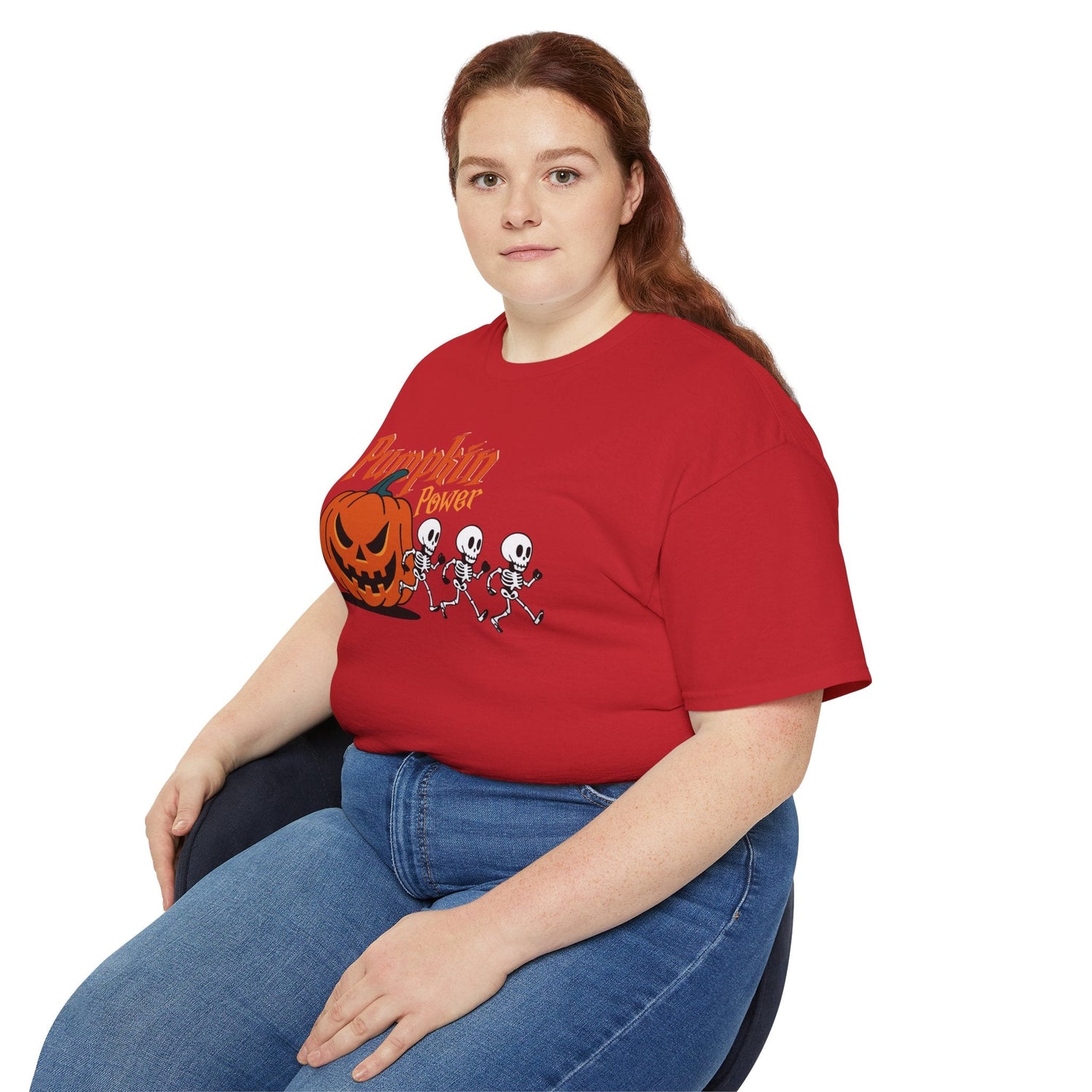 Halloween Skeleton Pumpkin Tee, Spooky Graphic Shirt, Unisex Fall Fashion, Halloween Costume Top, Fun October Apparel Printify