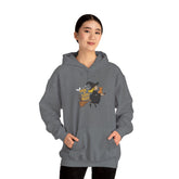 Halloween Witch and Cat Hoodie, Cozy Fall Sweatshirt, Scary Night Apparel, Unisex Ghostly Sweatshirt, Cute Halloween Gift Printify