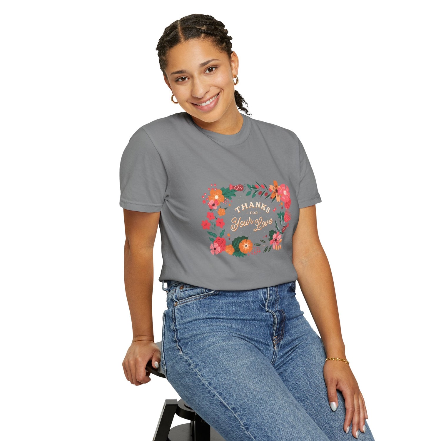 Floral Thank You T-Shirt, Comfortable Gift Tee, Unisex Floral Tee, Casual Style Shirt, Appreciation Day Gift, Everyday Wear Printify