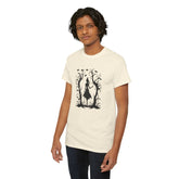 Whimsical Forest Silhouette Tee, Unisex Heavy Cotton T-Shirt, Fall Fashion, Halloween Shirt, Nature Lover Gift Printify