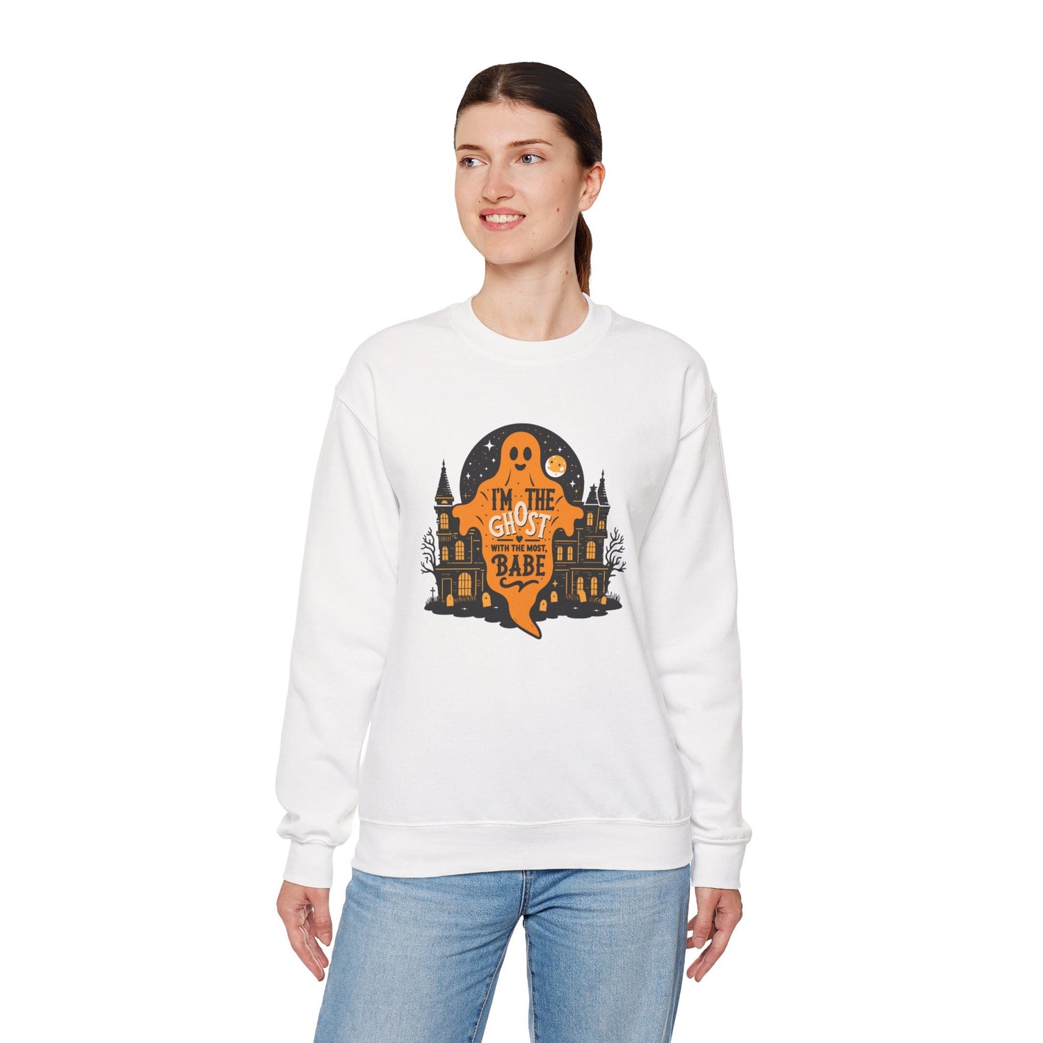 Unisex Halloween Ghost Sweatshirt - Spooky Vibes, Cozy Apparel, Perfect for Fall, Ghost Lover Gift, Halloween Celebration Printify