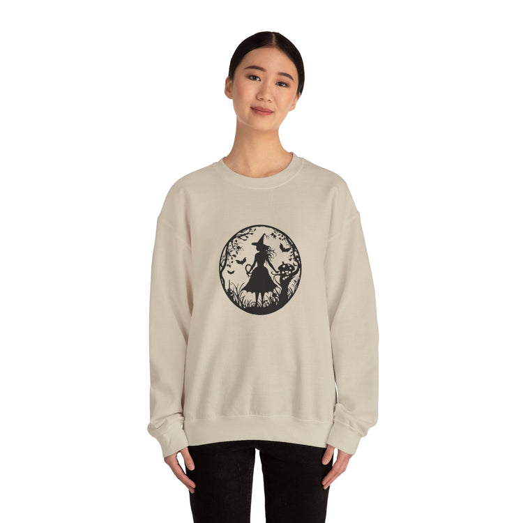 Mystical Forest Crewneck Sweatshirt, Cozy Fall Layering, Gift for Nature Lovers, Halloween Apparel, Unisex Sweatshirt Printify