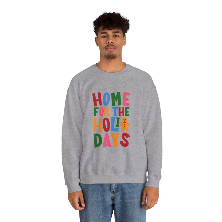 Home for the Holidays Crewneck Sweatshirt, Festive Sweater, Winter Apparel, Christmas Gift, Cozy Holiday Wear Printify