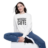 Wickedly Cute Unisex Drop Shoulder Sweatshirt, Cozy Graphic Sweatshirt, Casual Wear, Gift for Her, Trendy Apparel, Everyday Style Printify