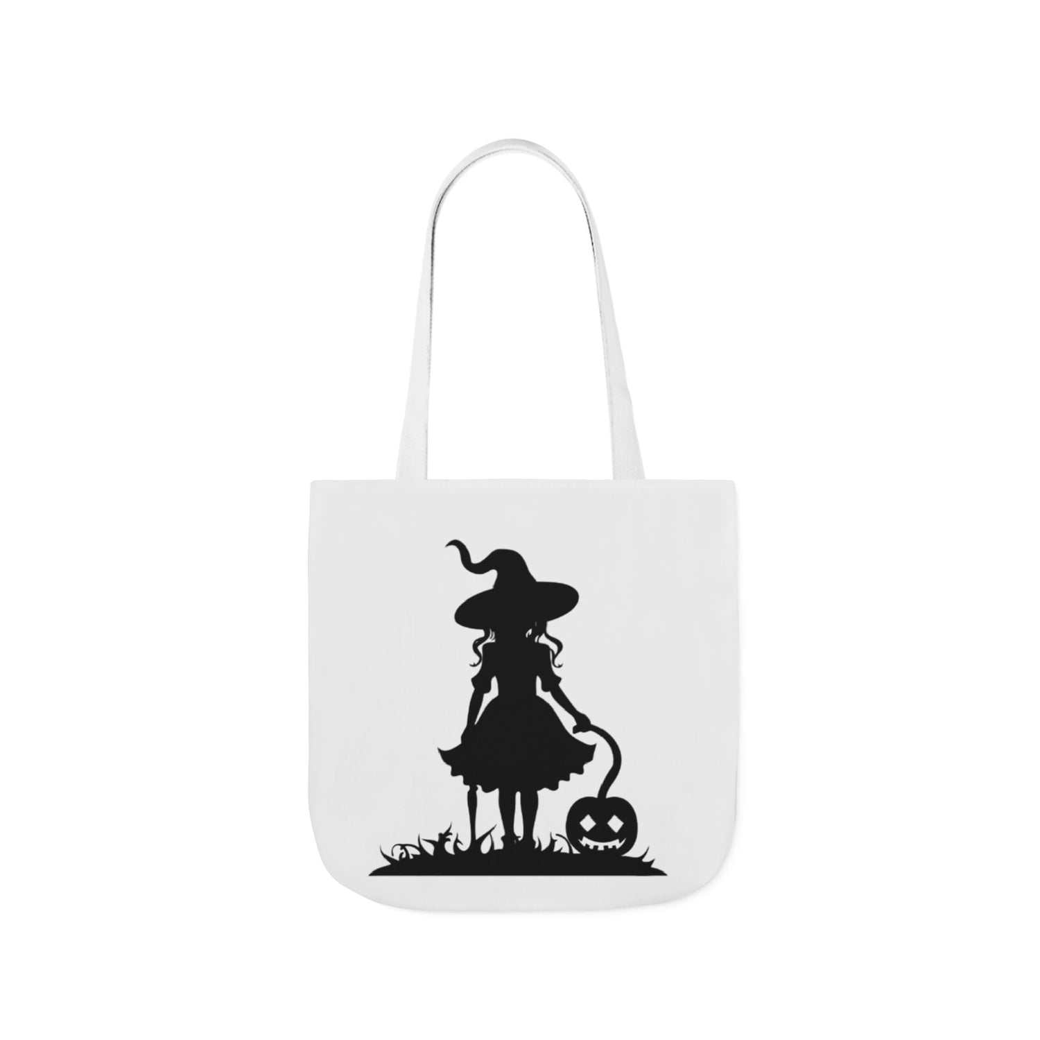 Halloween Witch Canvas Tote Bag, Spooky Treat Bag, Autumn Market Tote, Trick-or-Treat Bag, Gift for Witches, Seasonal Accessories Printify