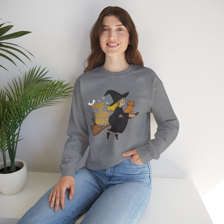 Halloween Witch Sweatshirt, Cozy Crewneck, Unisex Sweater, Spooky Season Apparel, Scary Night Gift, Fall Fashion Printify