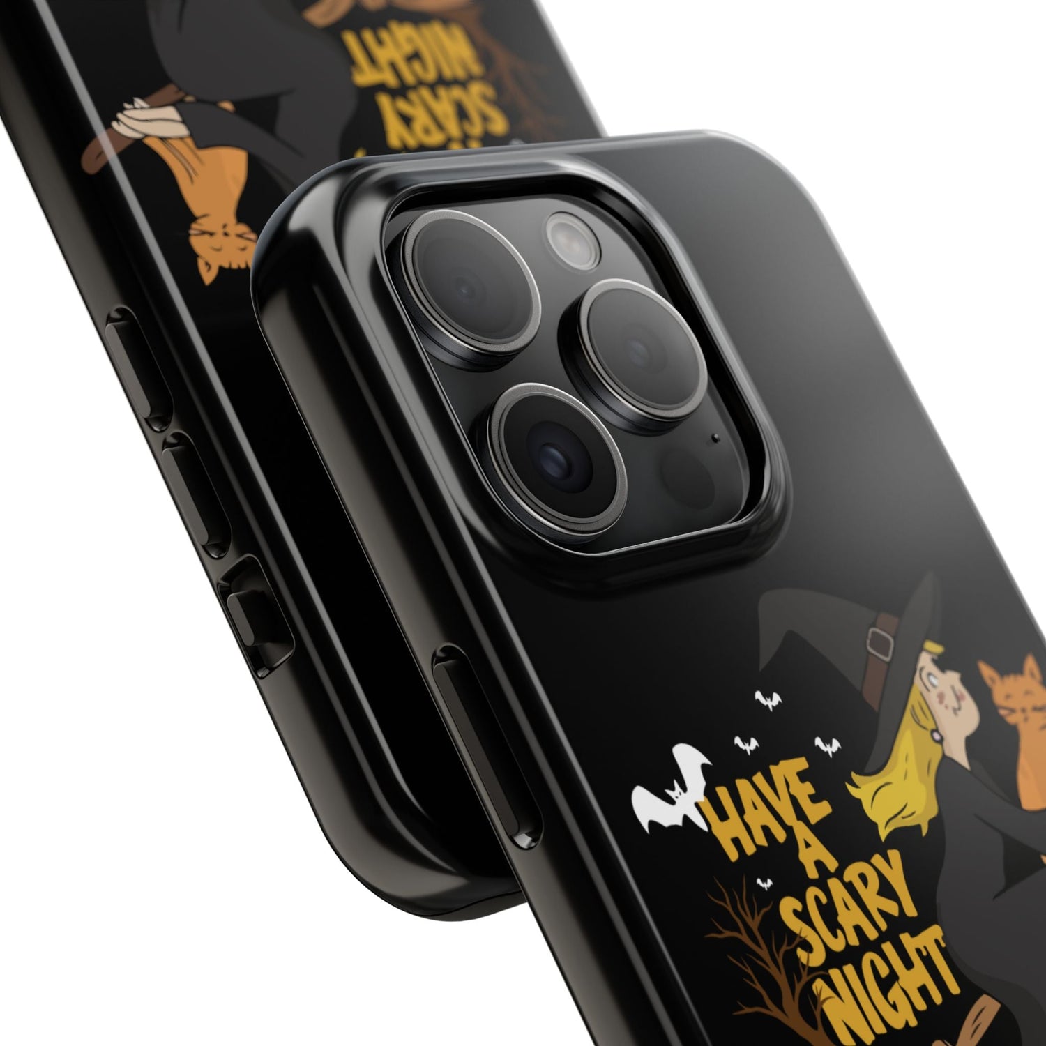 Halloween Phone Case, Tough Phone Cover, Scary Night Case, Witch and Cat Design, Perfect for Fall Printify