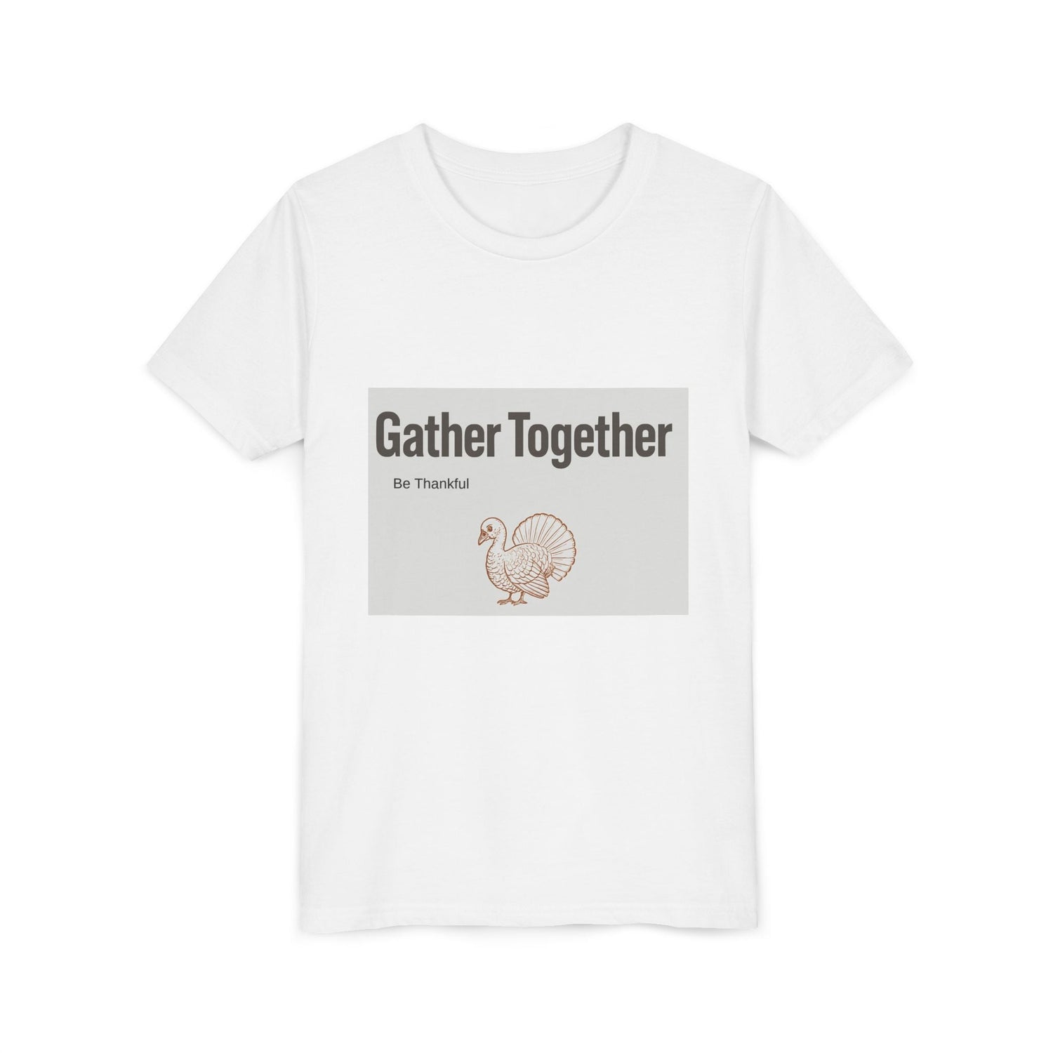 Gather Together Youth Tee - Thankful Thanksgiving Shirt, Kids Holiday T-Shirt, Family Gathering Outfit, Cute Fall Apparel, Youth [...] Printify
