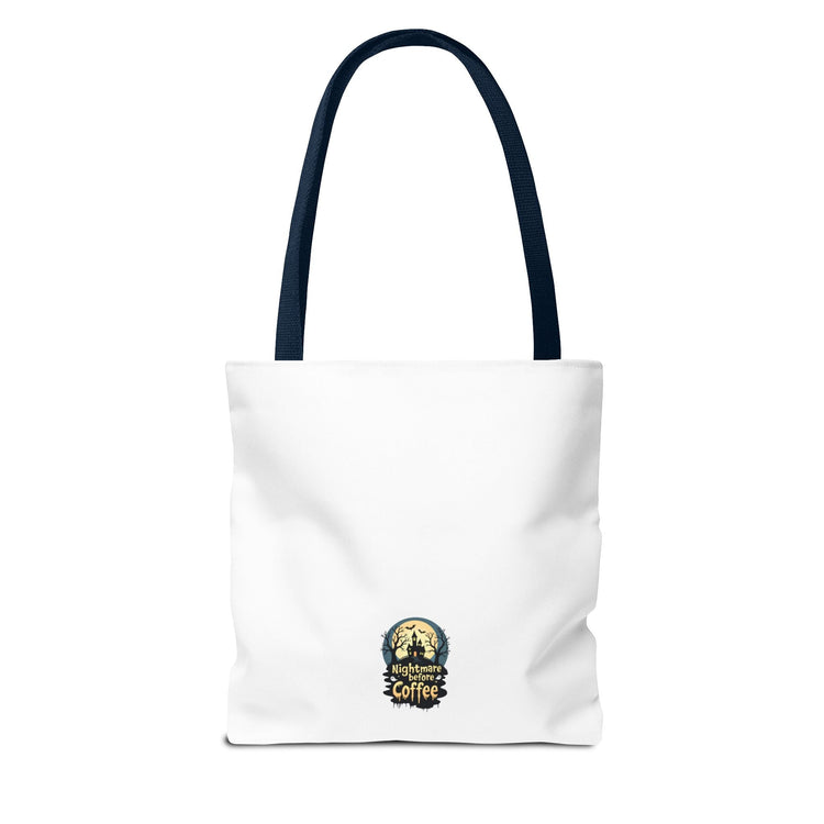 Nightmare Before Coffee Tote Bag, Halloween Tote, Spooky Drink Carrier, Gift for Coffee Lovers, AOP Design Bag Printify