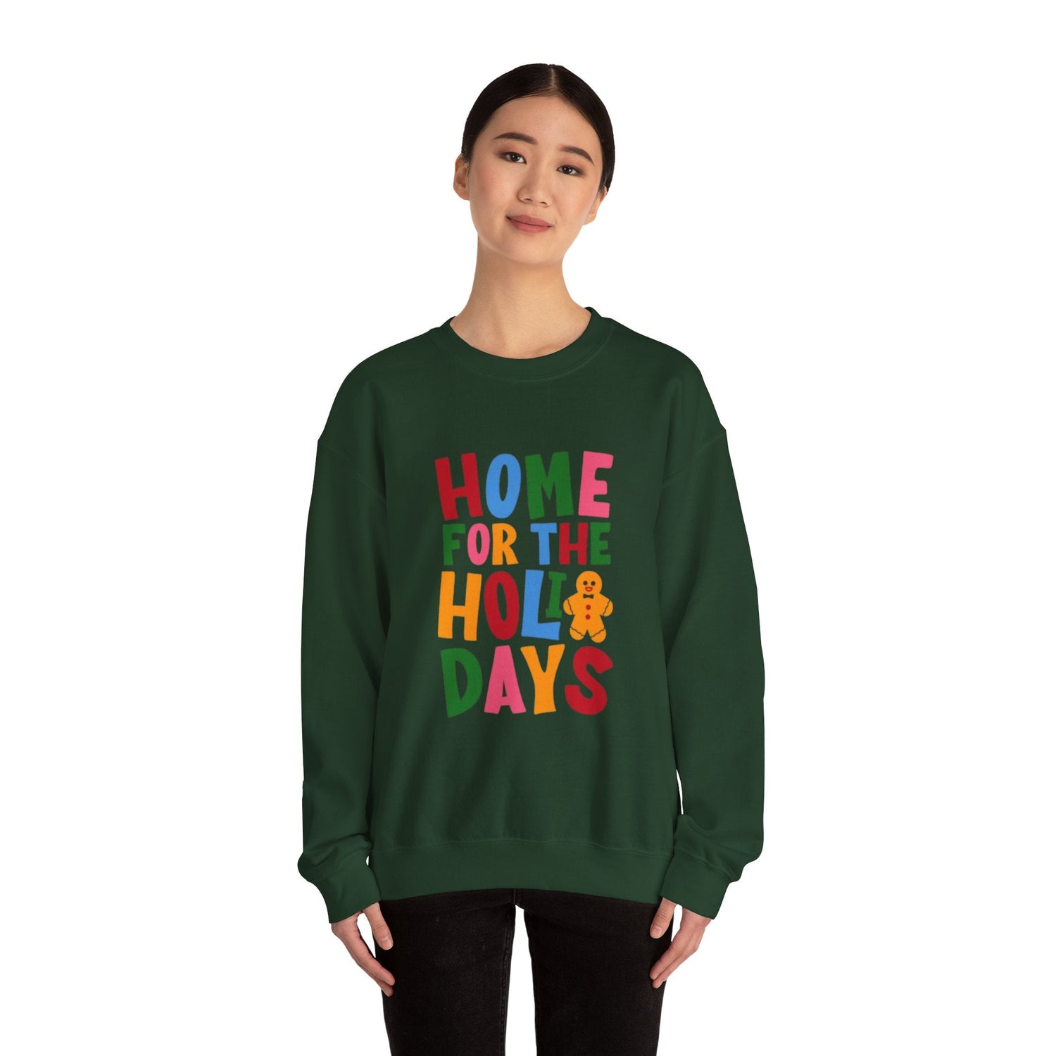 Home for the Holidays Crewneck Sweatshirt, Festive Sweater, Winter Apparel, Christmas Gift, Cozy Holiday Wear Printify