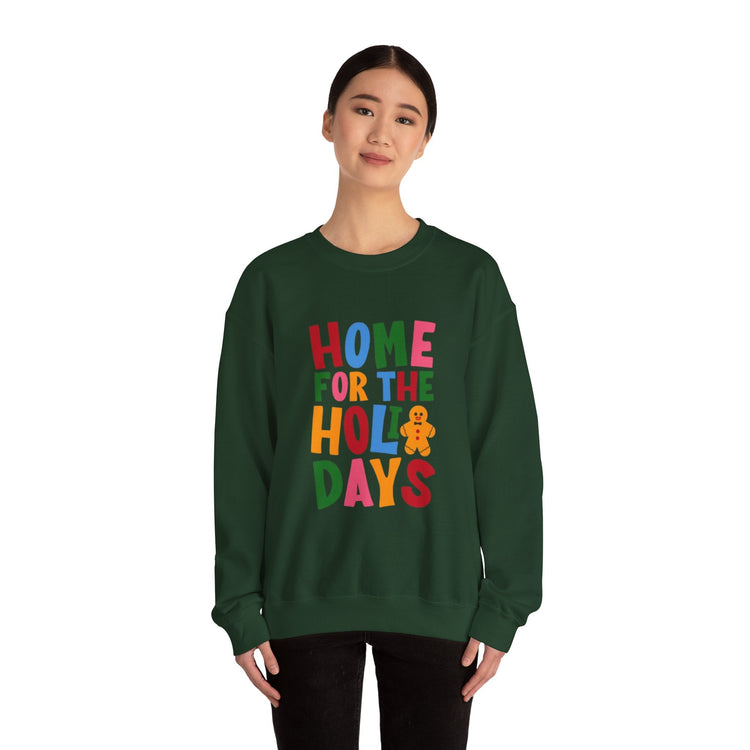 Home for the Holidays Crewneck Sweatshirt, Festive Sweater, Winter Apparel, Christmas Gift, Cozy Holiday Wear Printify