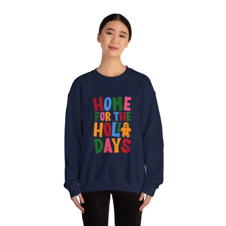 Home for the Holidays Crewneck Sweatshirt, Festive Sweater, Winter Apparel, Christmas Gift, Cozy Holiday Wear Printify