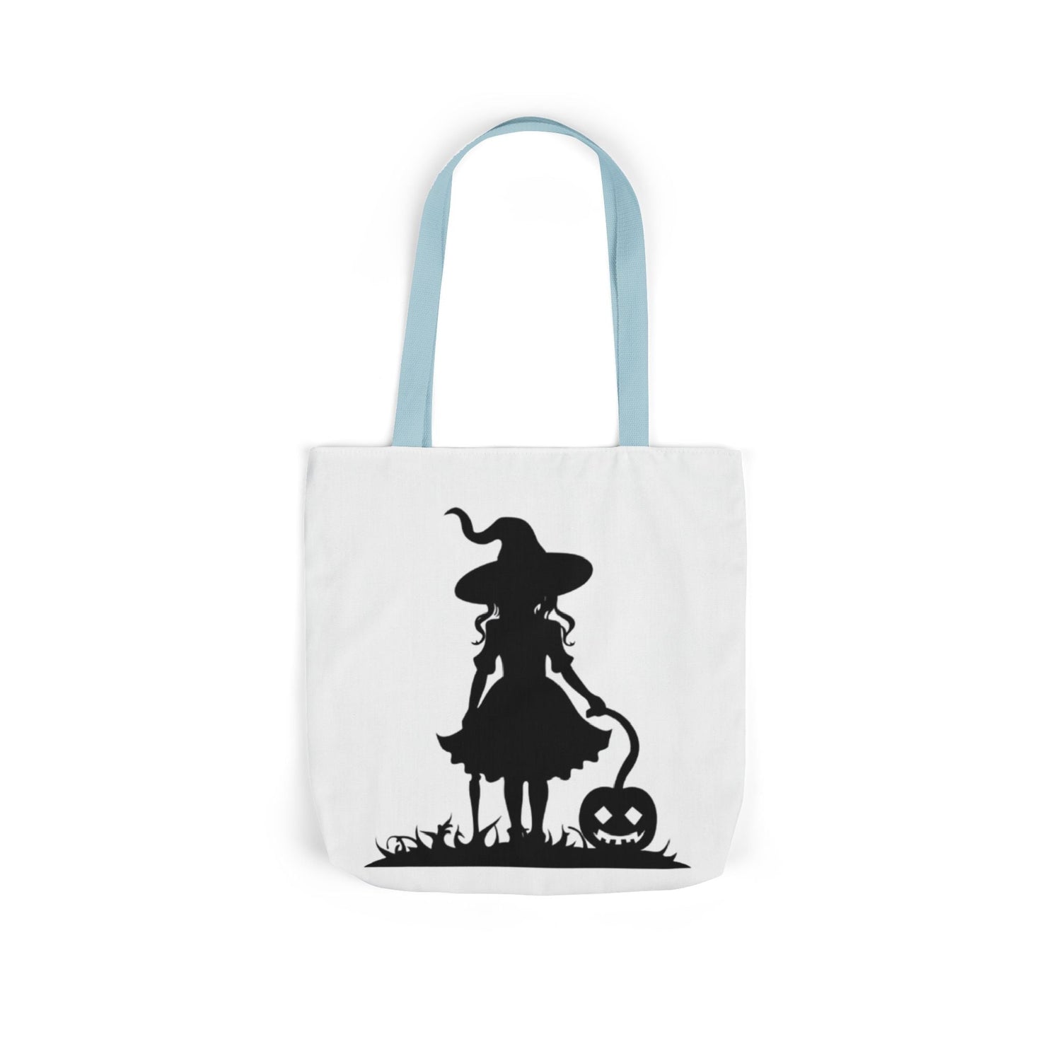 Halloween Witch Canvas Tote Bag, Spooky Treat Bag, Autumn Market Tote, Trick-or-Treat Bag, Gift for Witches, Seasonal Accessories Printify
