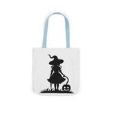 Halloween Witch Canvas Tote Bag, Spooky Treat Bag, Autumn Market Tote, Trick-or-Treat Bag, Gift for Witches, Seasonal Accessories Printify