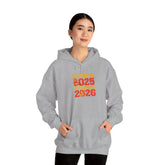 New Year Celebration Hoodie Goodbye 2025 Welcome 2026 Sweatshirt Cozy Gift Friends Unisex Pullover Trendy Winter Fashion Heavy Blend Hooded Printify