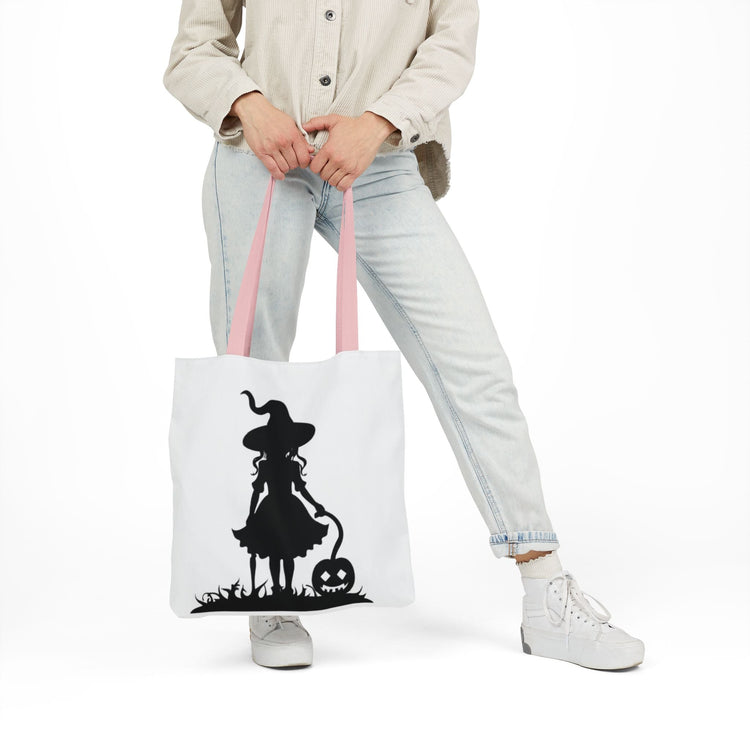 Halloween Witch Canvas Tote Bag, Spooky Treat Bag, Autumn Market Tote, Trick-or-Treat Bag, Gift for Witches, Seasonal Accessories Printify