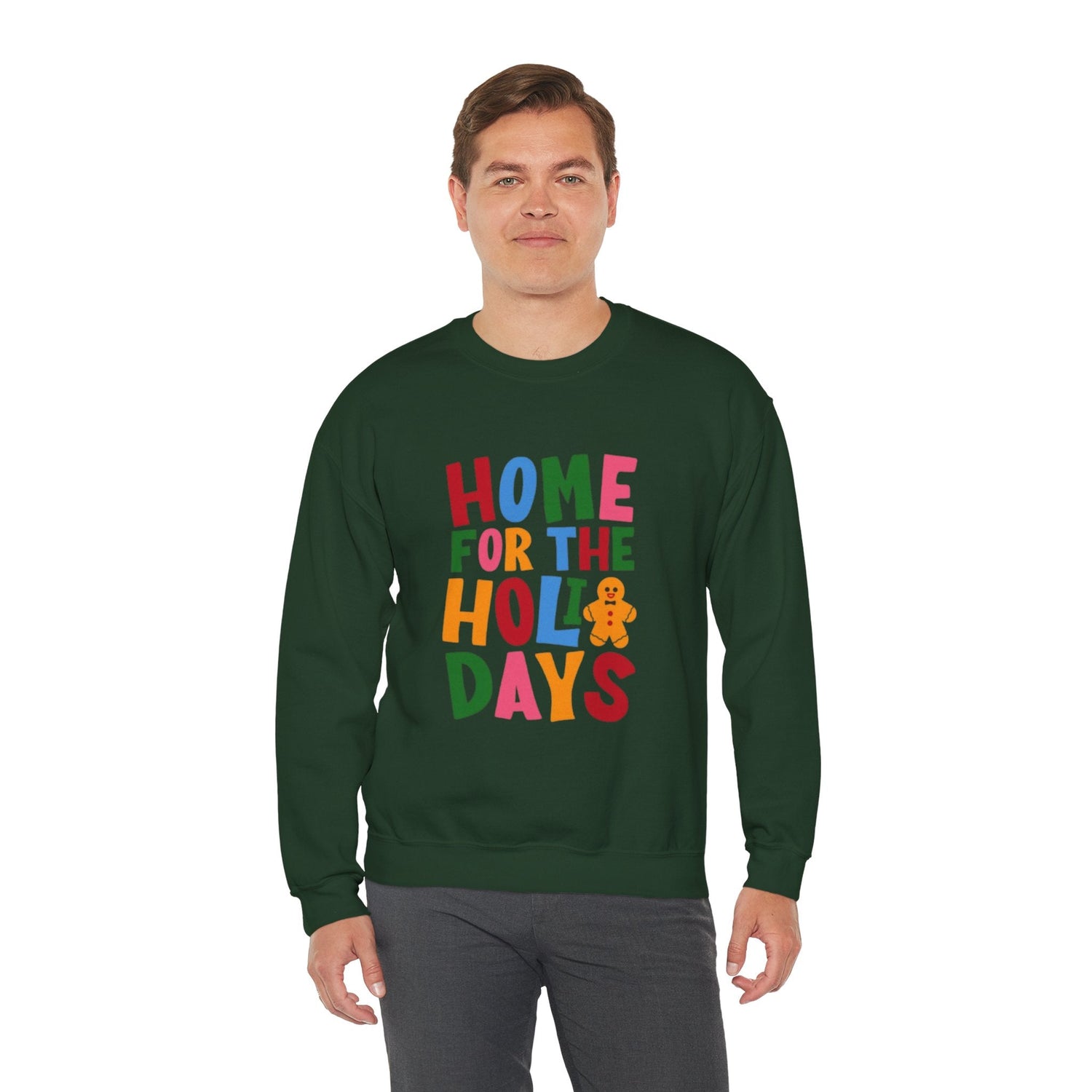 Home for the Holidays Crewneck Sweatshirt, Festive Sweater, Winter Apparel, Christmas Gift, Cozy Holiday Wear Printify