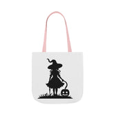 Halloween Witch Canvas Tote Bag, Spooky Treat Bag, Autumn Market Tote, Trick-or-Treat Bag, Gift for Witches, Seasonal Accessories Printify