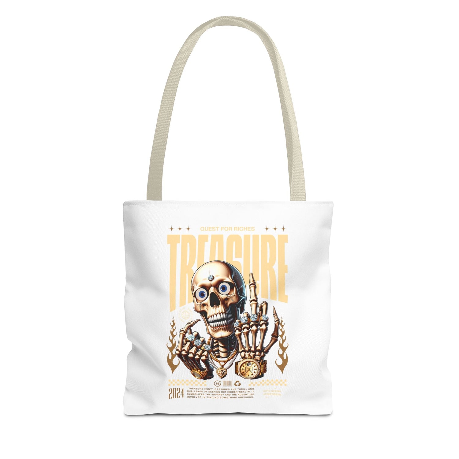 Treasure Hunting Tote Bag, Skull Design, Fun Beach Bag, Unique Gift for Adventurers, Perfect for Everyday Use Printify