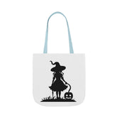 Halloween Witch Canvas Tote Bag, Spooky Treat Bag, Autumn Market Tote, Trick-or-Treat Bag, Gift for Witches, Seasonal Accessories Printify