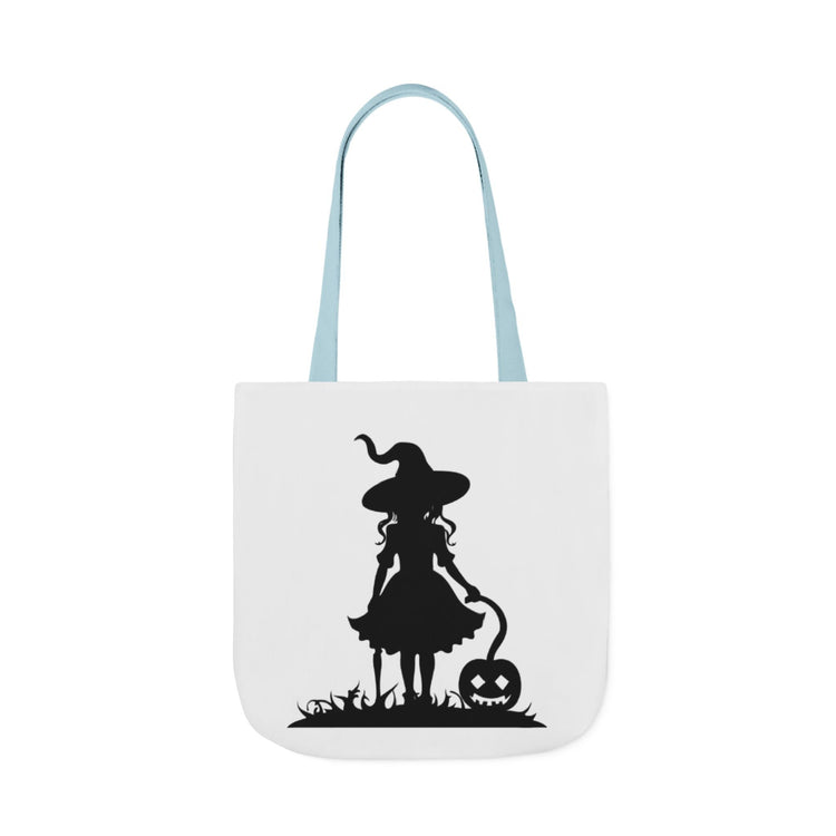 Halloween Witch Canvas Tote Bag, Spooky Treat Bag, Autumn Market Tote, Trick-or-Treat Bag, Gift for Witches, Seasonal Accessories Printify