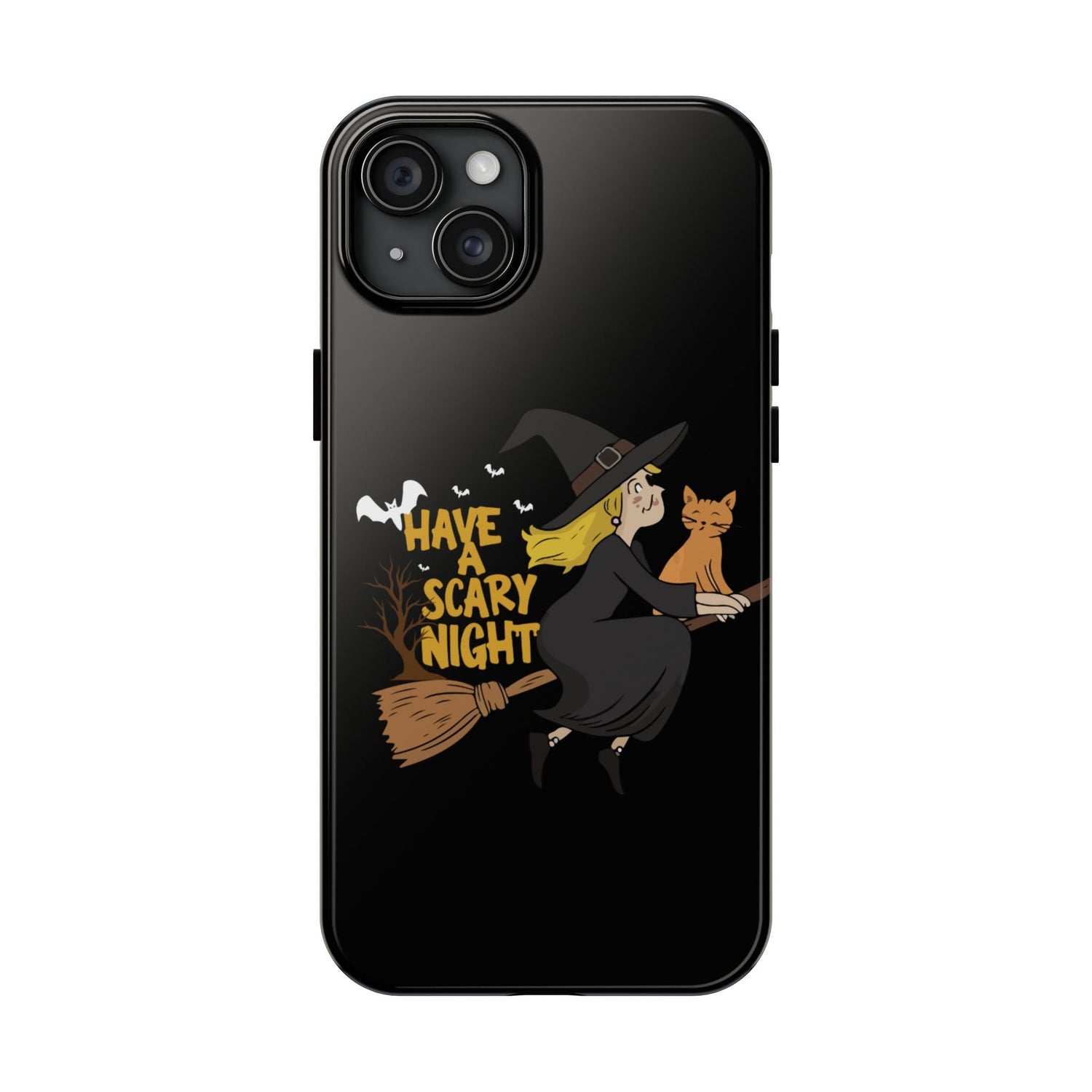 Halloween Phone Case, Tough Phone Cover, Scary Night Case, Witch and Cat Design, Perfect for Fall Printify