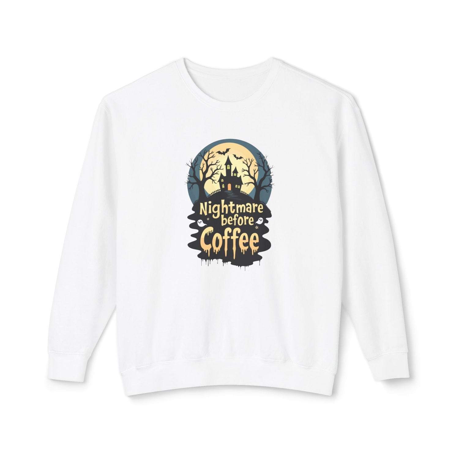Unisex Lightweight Crewneck Sweatshirt - Nightmare Before Coffee Printify