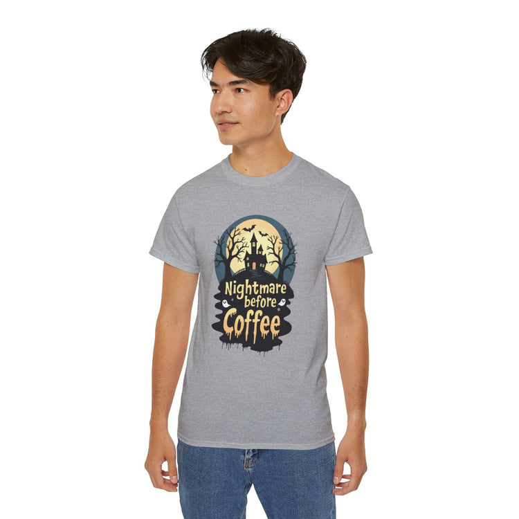 Nightmare Before Coffee Tee, Halloween T-Shirt, Coffee Lover Gift, Spooky Shirt, Unisex Graphic Tee, Autumn Apparel Printify